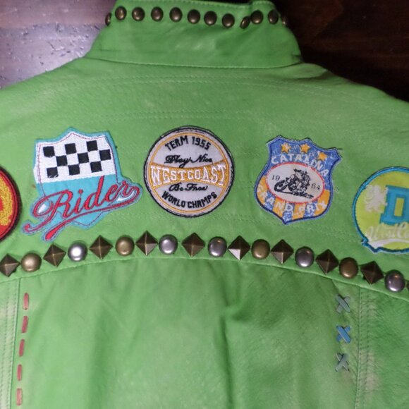 DOUBLE D RANCH LEATHER BIKER JACKET California Logo Patches - Picture 15 of 15